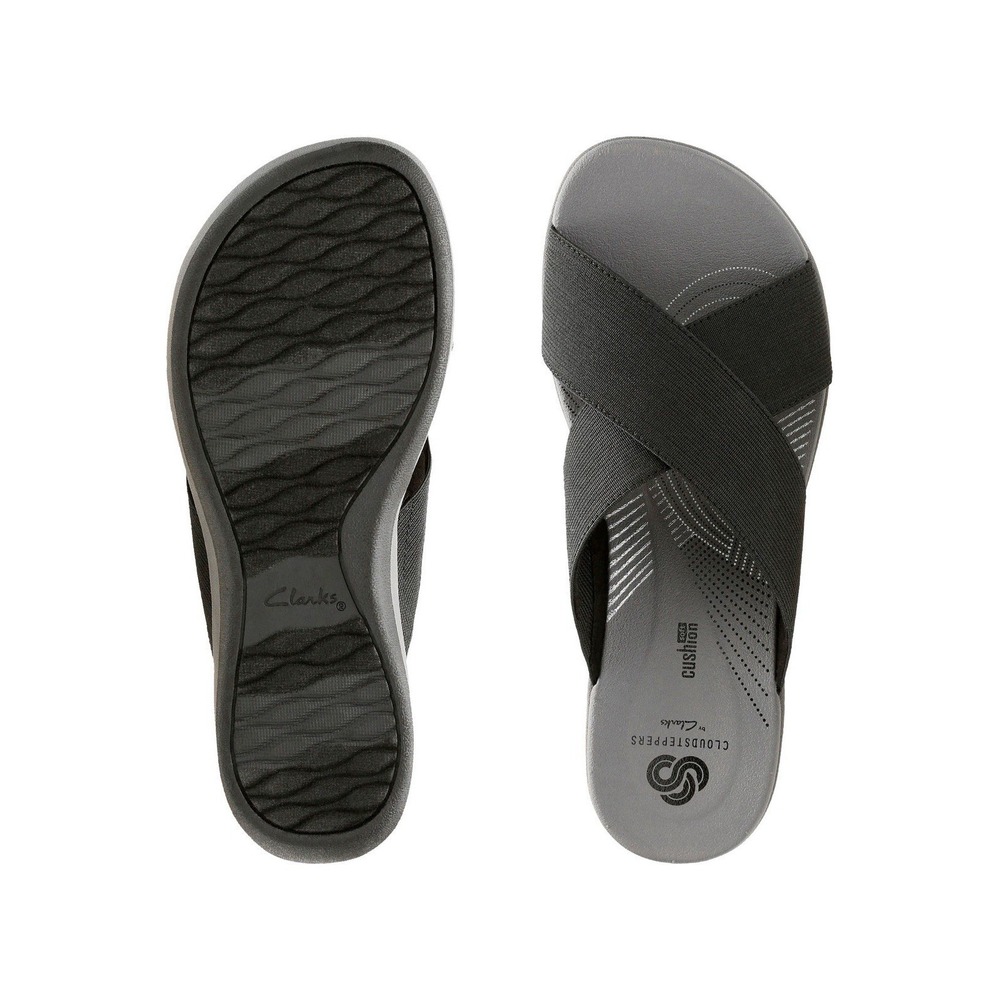 Clarks Cloudsteppers Arla Elin Sandals Women's 9 Black Cross Straps NWOB - Picture 2 of 10